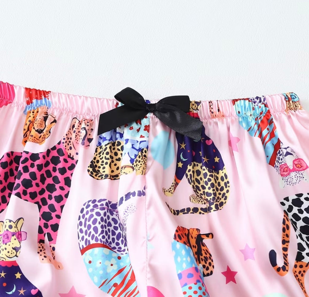 Kids pajamas - pink leopard (long)