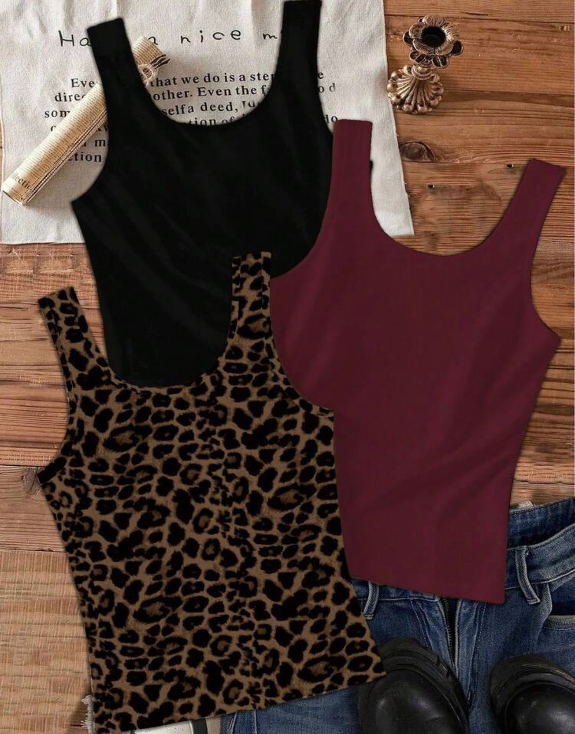 Tank top set of 3 - maroon