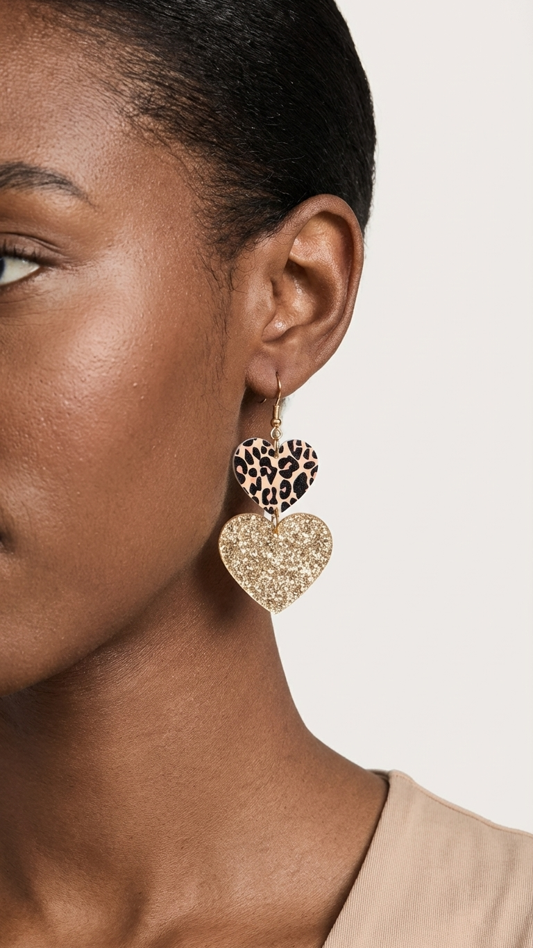 Heart drop earrings - gold