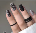 Press-on nails black & silver