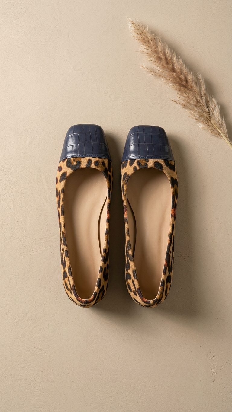 Square toes flat pumps
