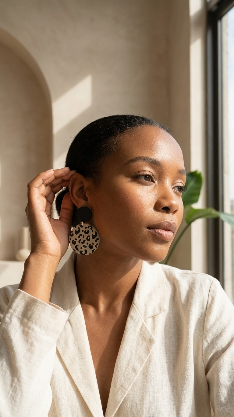 Drop earring - black and grey