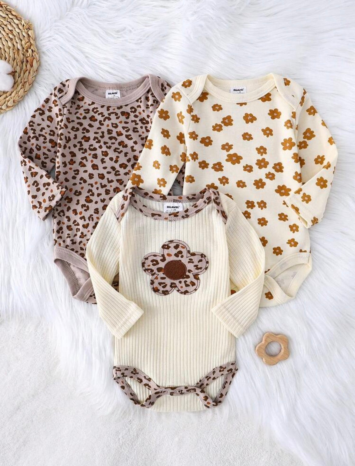 3pc baby bodysuit - earthy