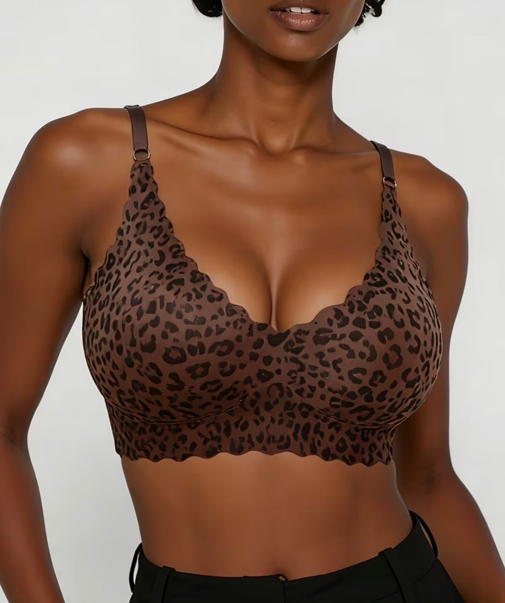 Brown leopard print bra - plunge