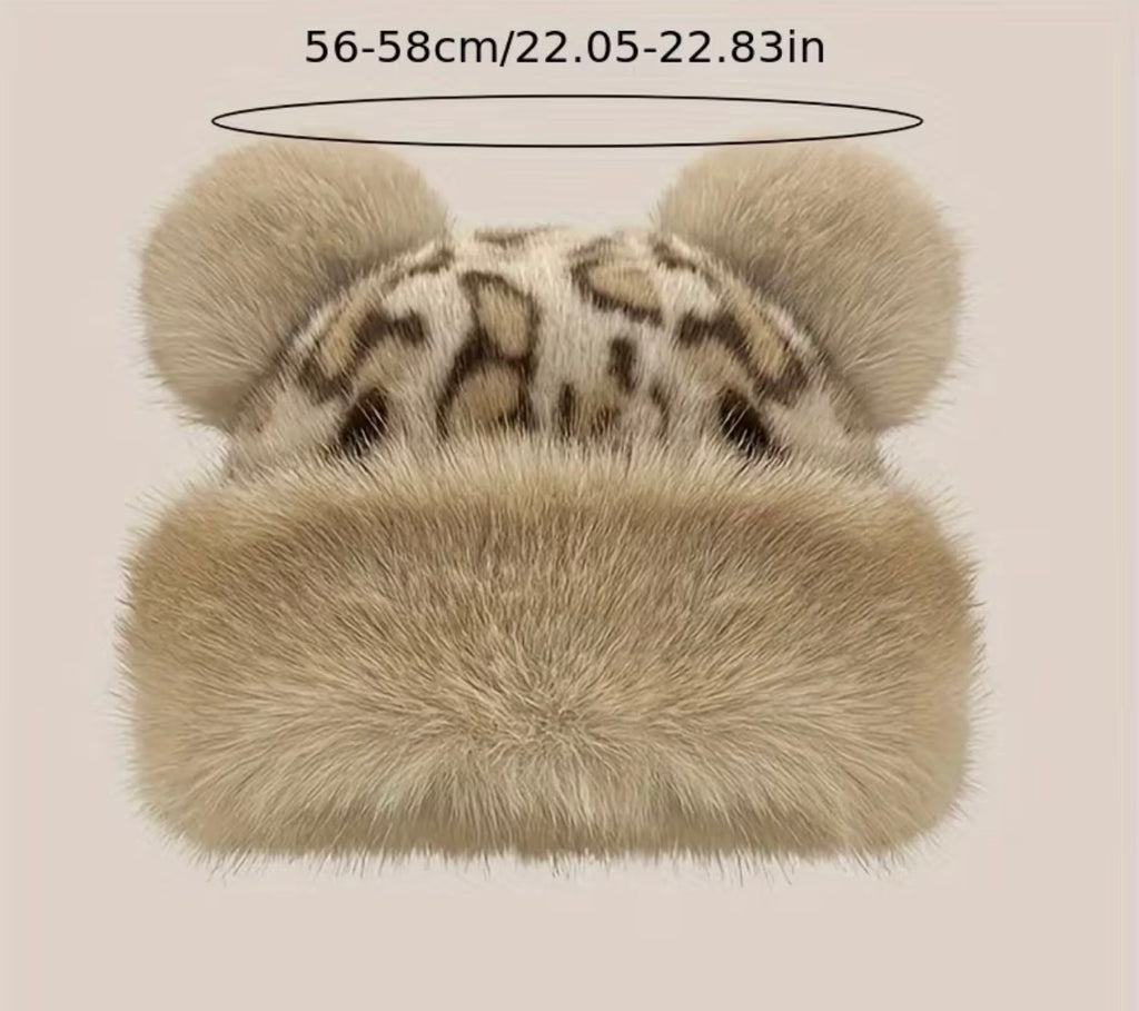Winter hat with ears - coffee