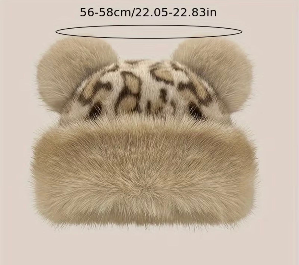 Winter hat with ears - coffee