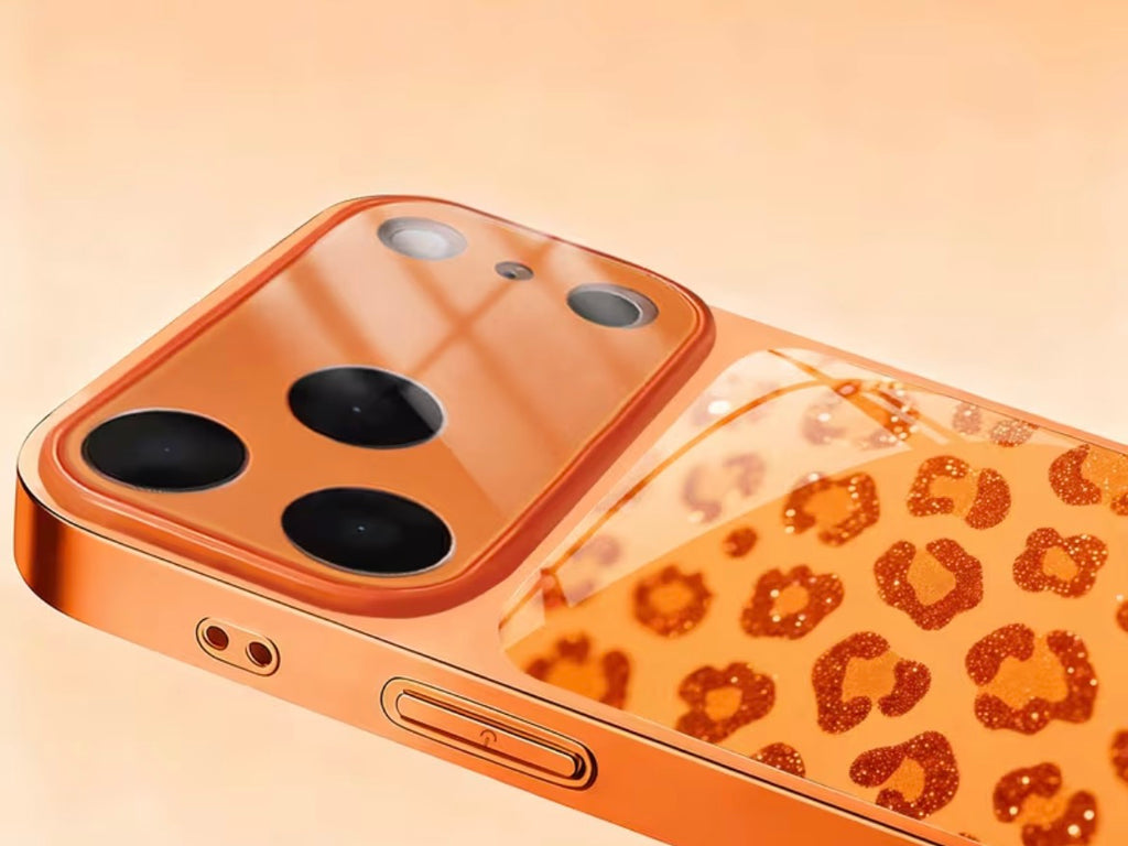 Phone case with leopard print pattern on a beige background