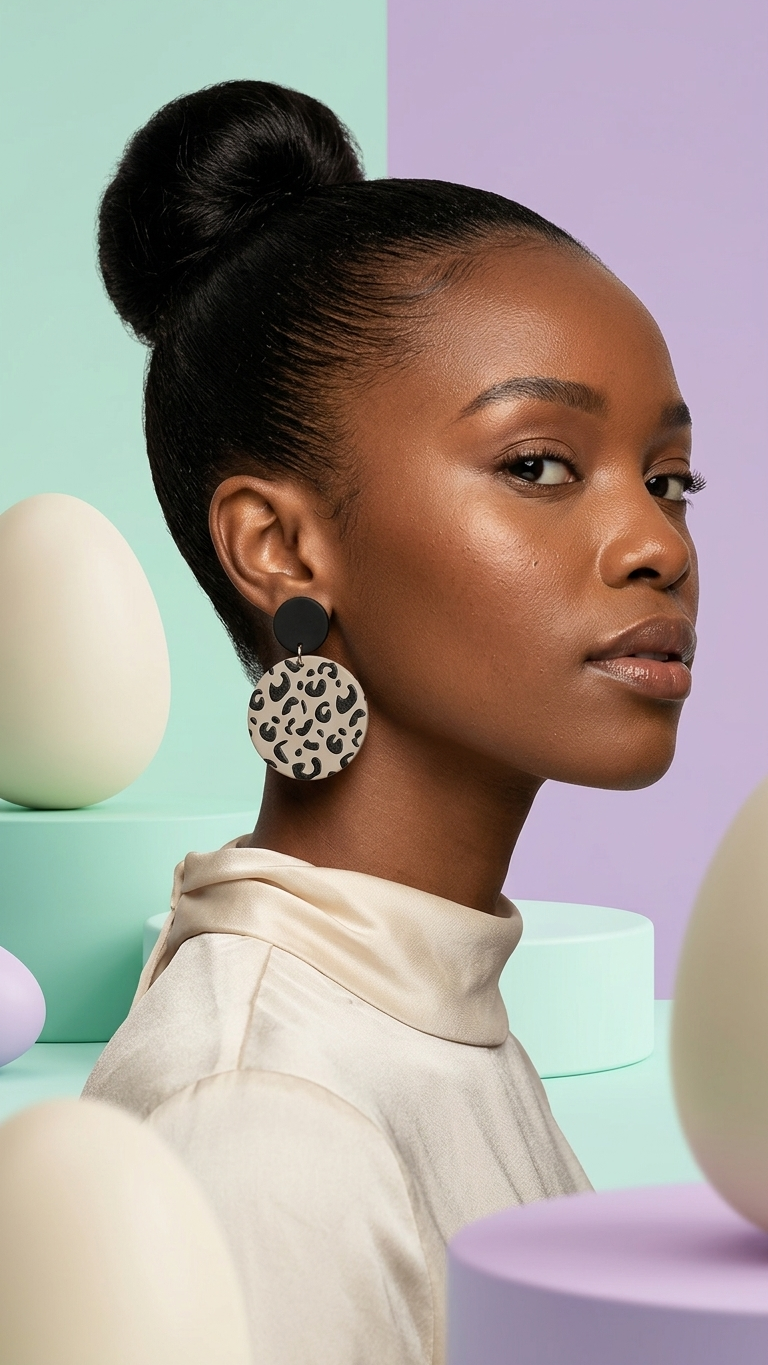 Drop earring - black and grey