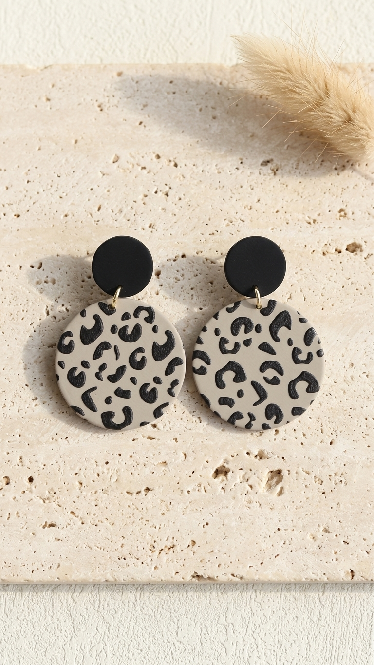 Drop earring - black and grey