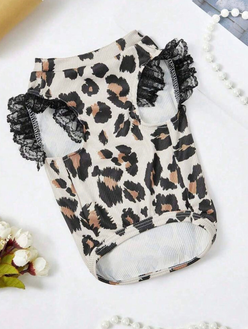 Lace sleeveless dog tshirt