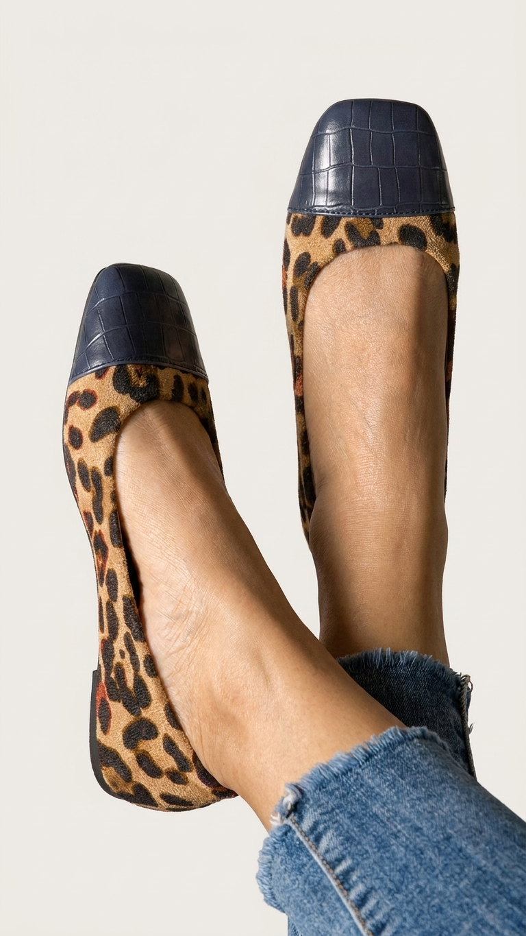 Square toes flat pumps
