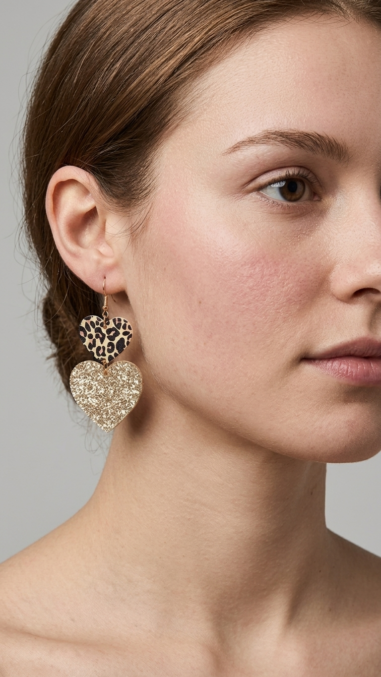 Heart drop earrings - gold