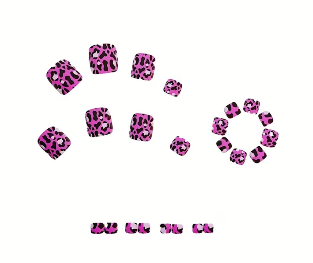 Pink Leopard Press-on Toe nails
