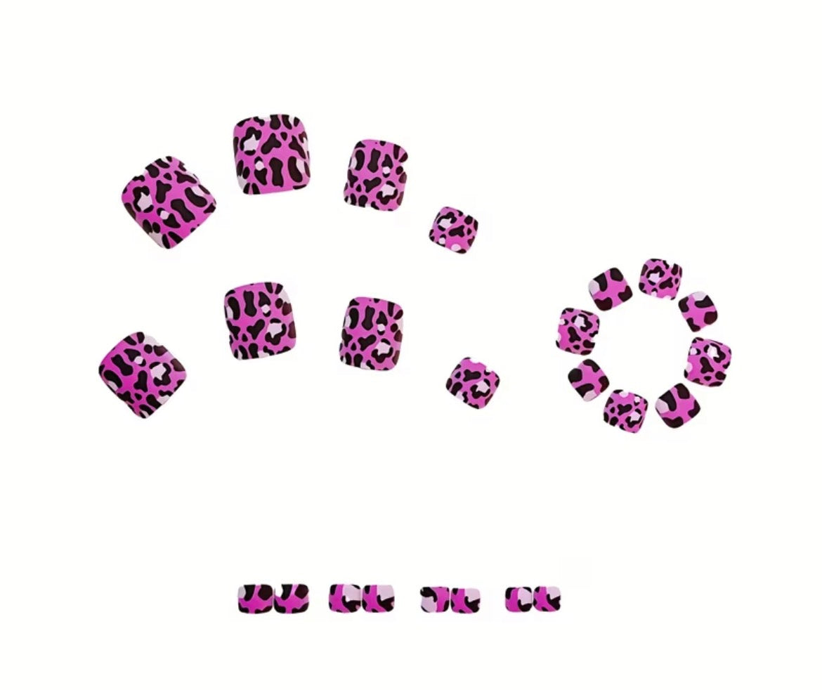 Pink Leopard Press-on Toe nails