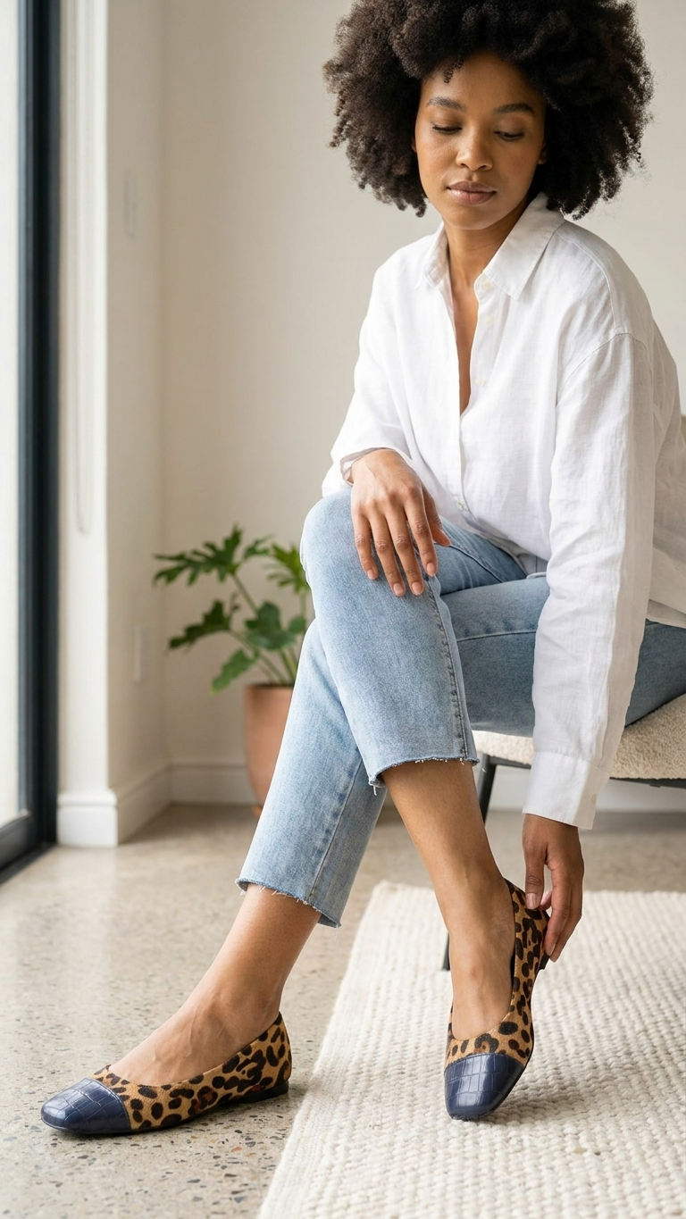 Square toes flat pumps