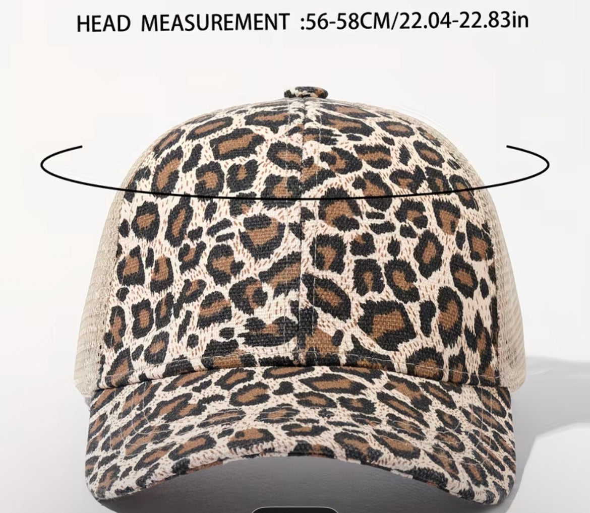 Ponytail cap - mesh & leopard print