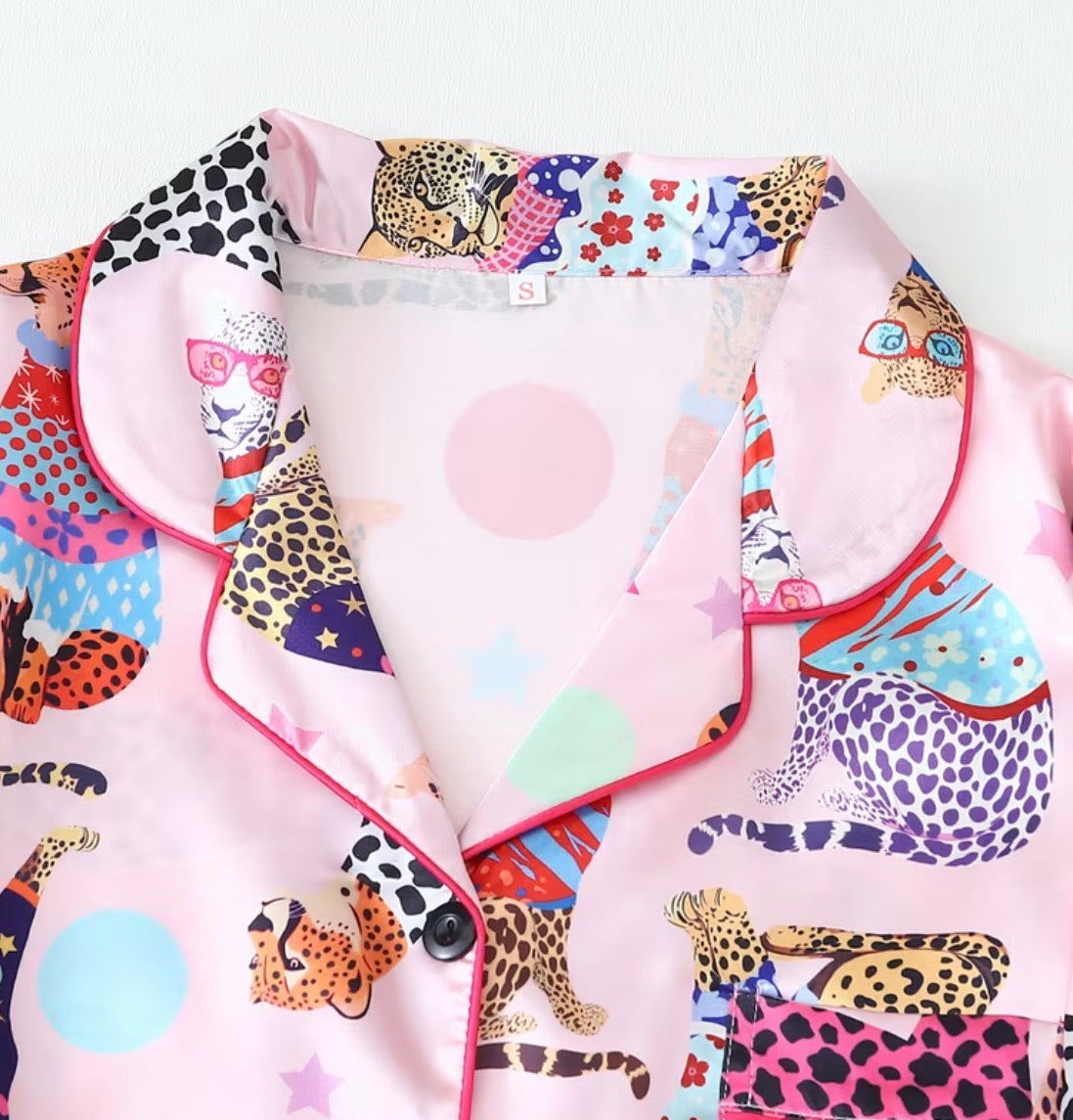 Kids pajamas - pink leopard (long)