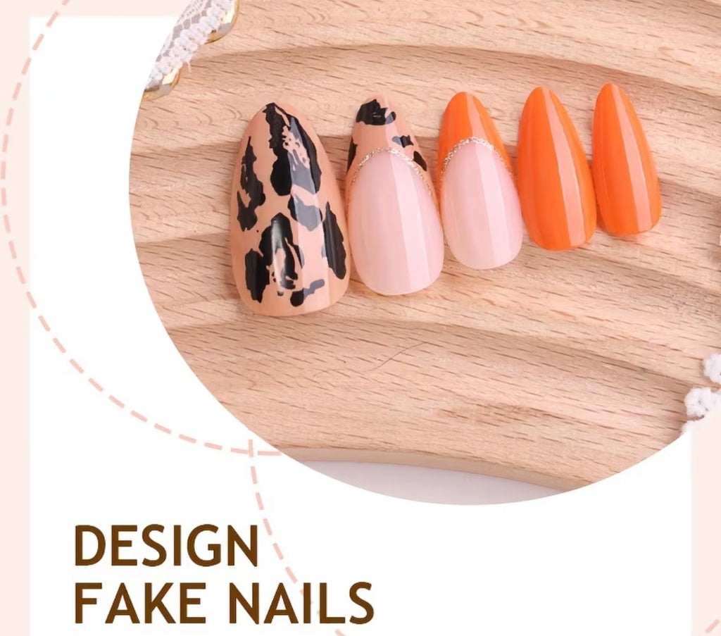 Nails - Orange Almond Shaped
