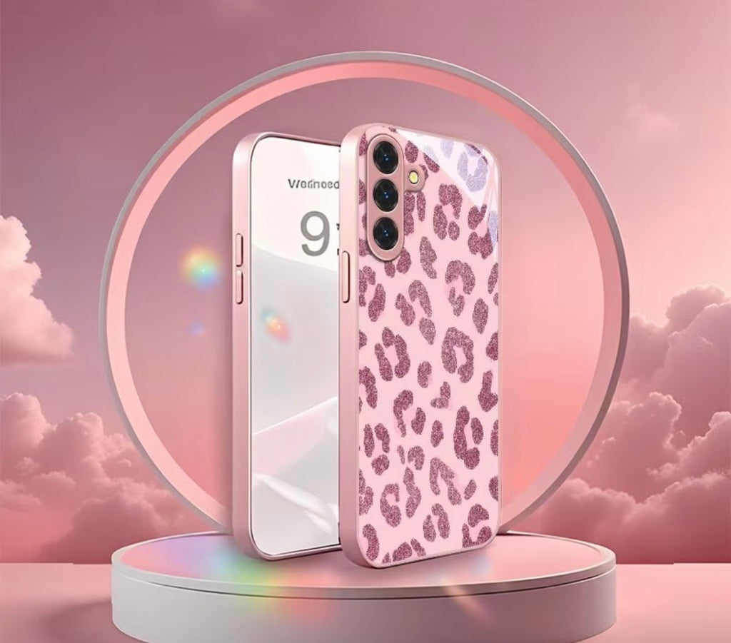 Tempered glass pink phone cover - Samsung