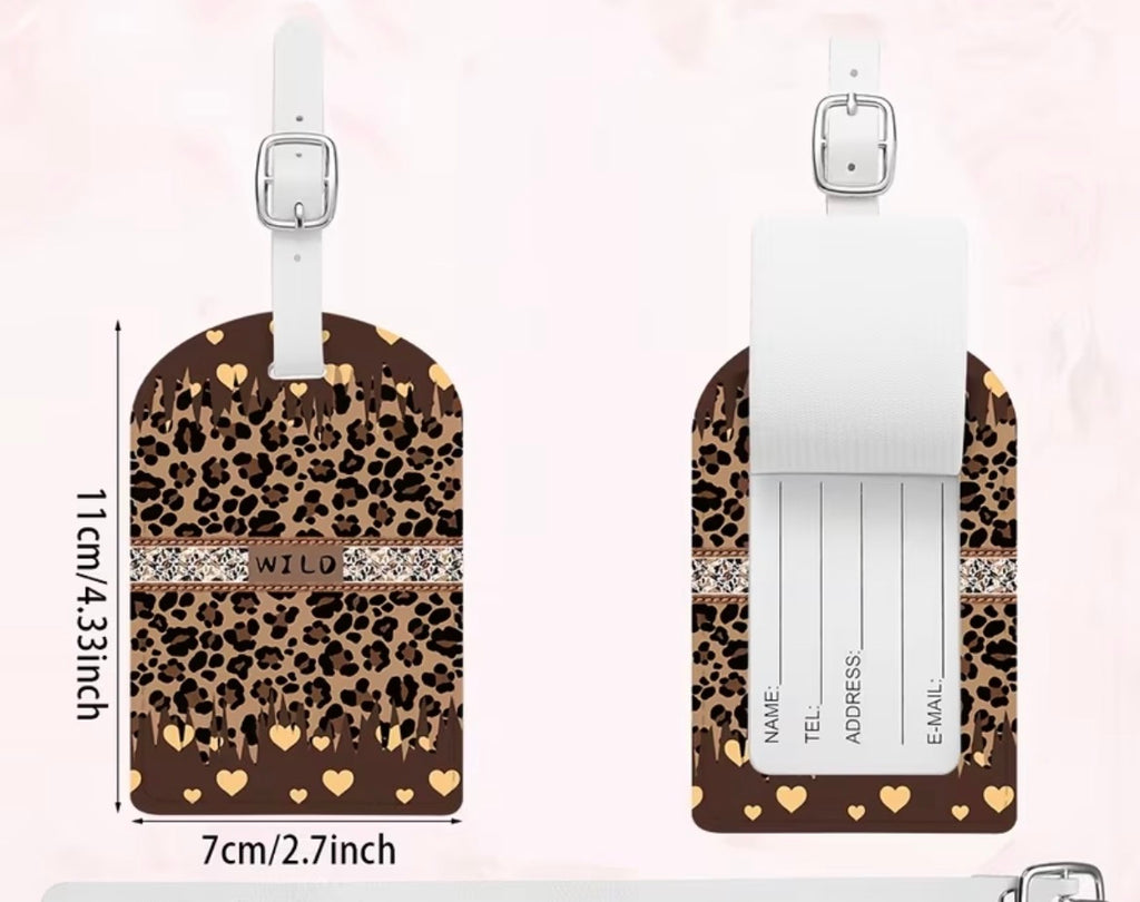Luggage tags - brown leopard (wild)
