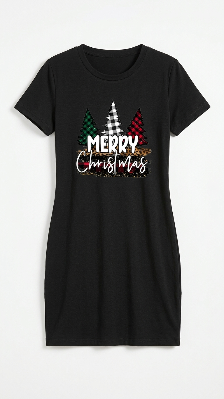 T-shirt dress - Christmas black