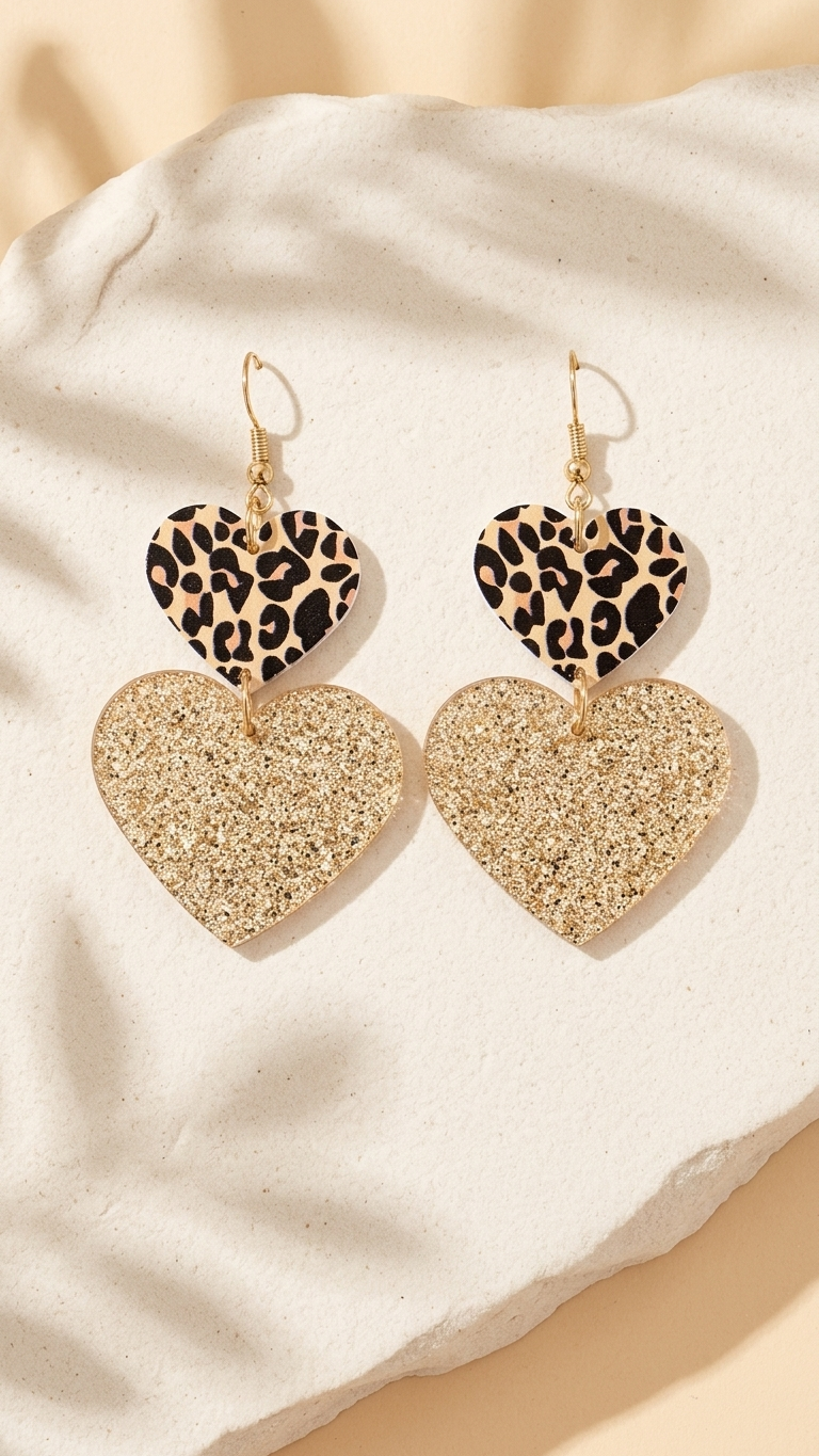 Heart drop earrings - gold
