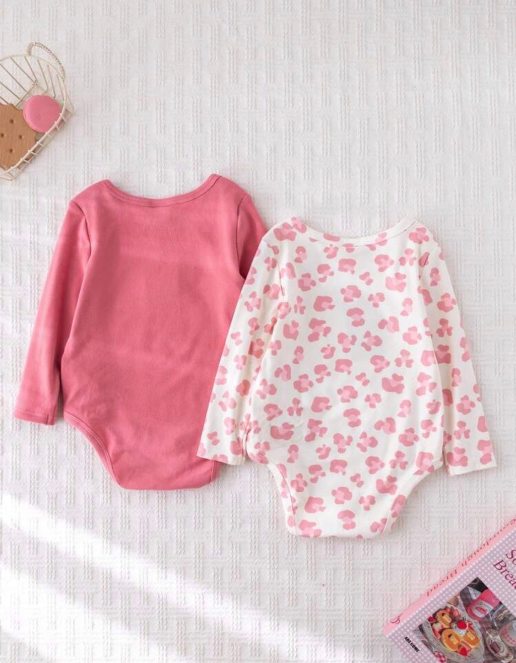 Baby girl body suit - 2pc pink and white