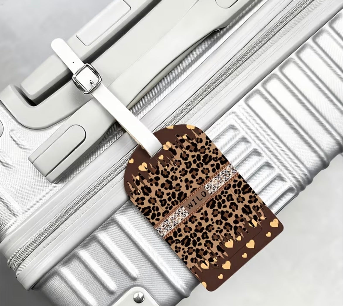 Luggage tags - brown leopard (wild)