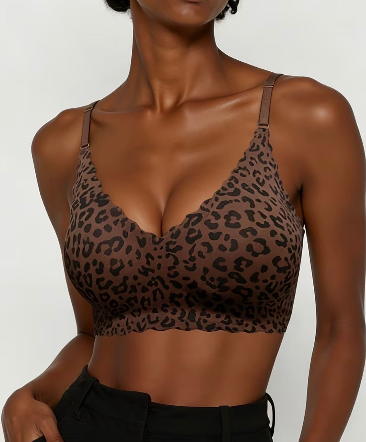 Brown leopard print bra - plunge