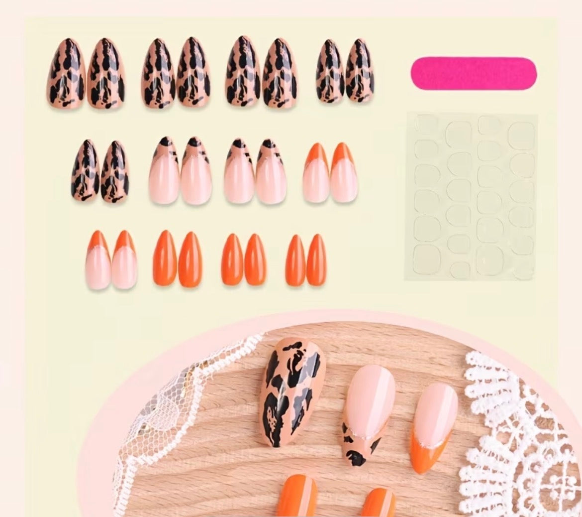 Nails - Orange Almond Shaped
