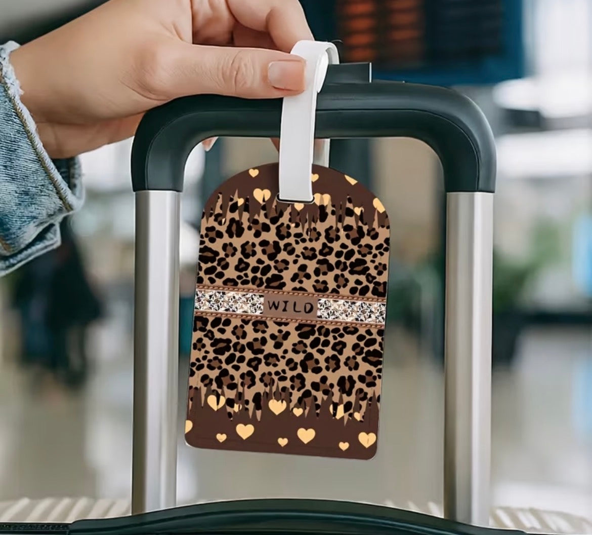 Luggage tags - brown leopard (wild)