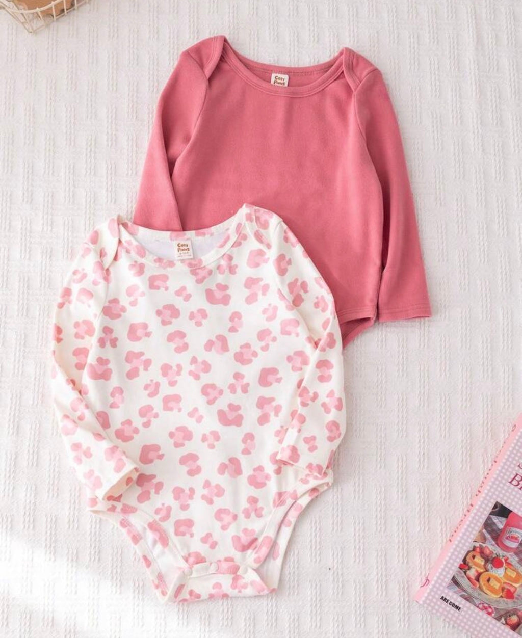 Baby girl body suit - 2pc pink and white