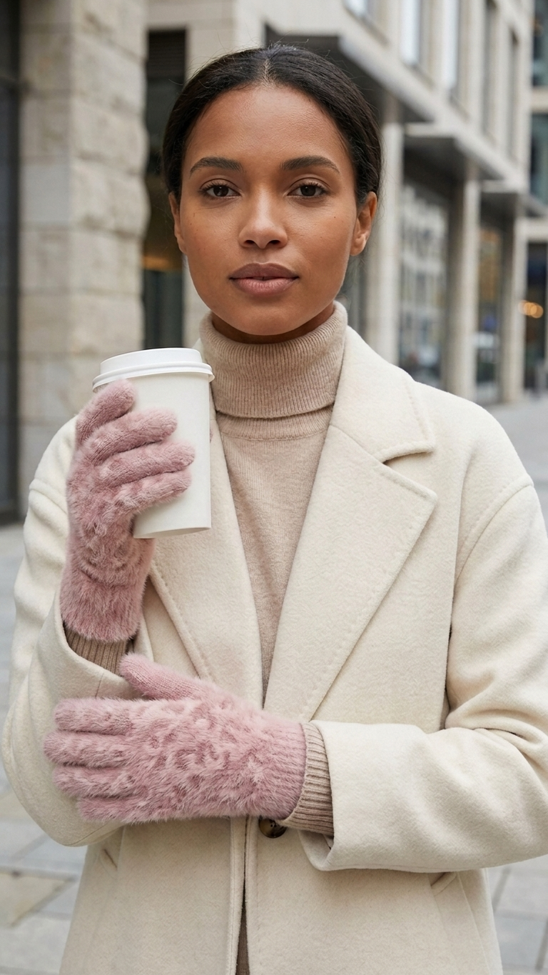 Gloves outdoor - pink fluffy