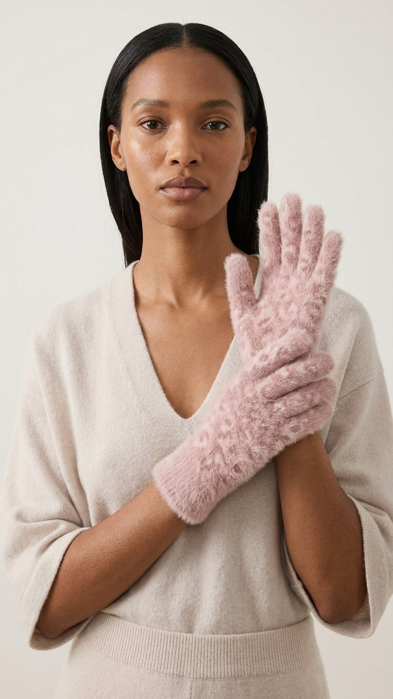 Gloves outdoor - pink fluffy