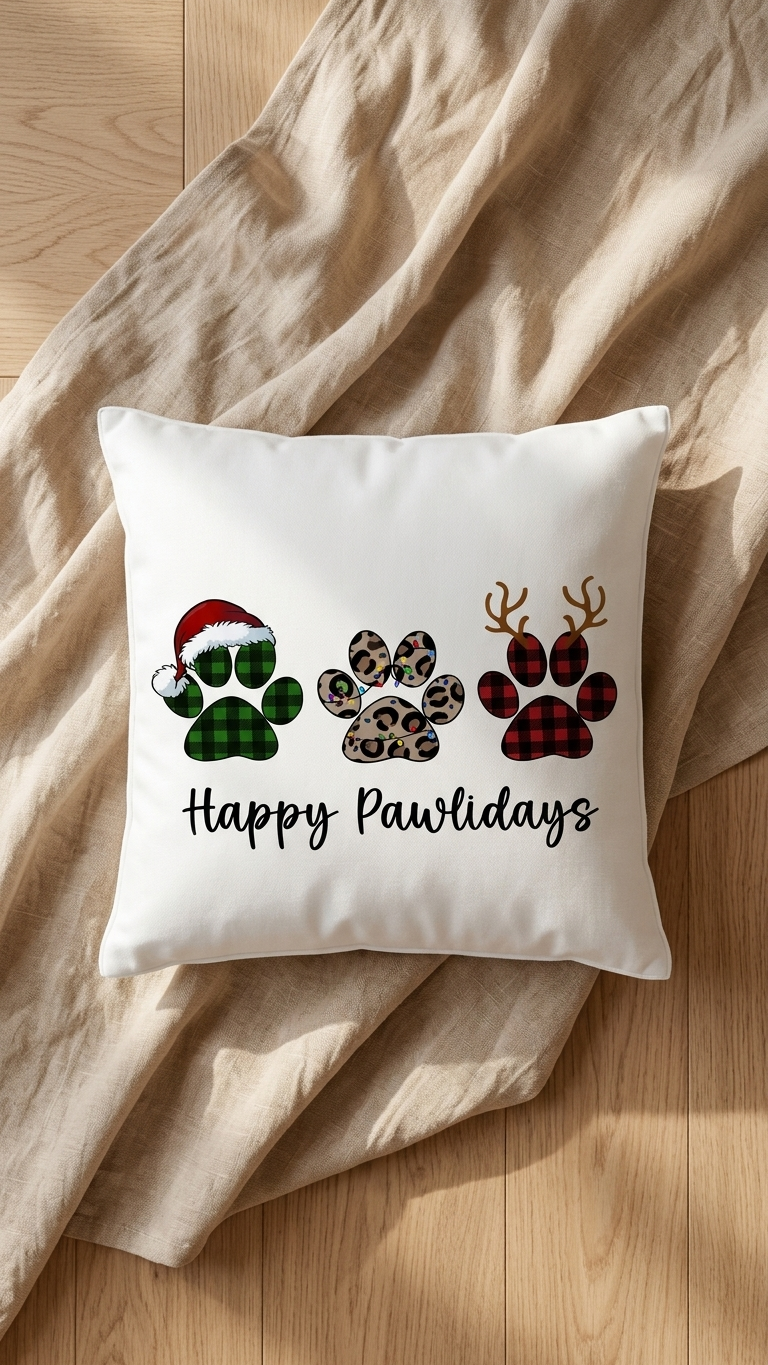 Christmas - Paw Pillow Cover