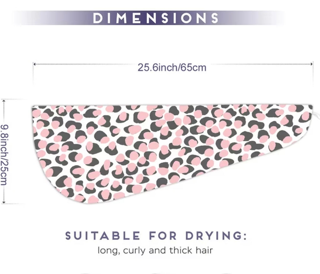 Pink leopard print hair towel