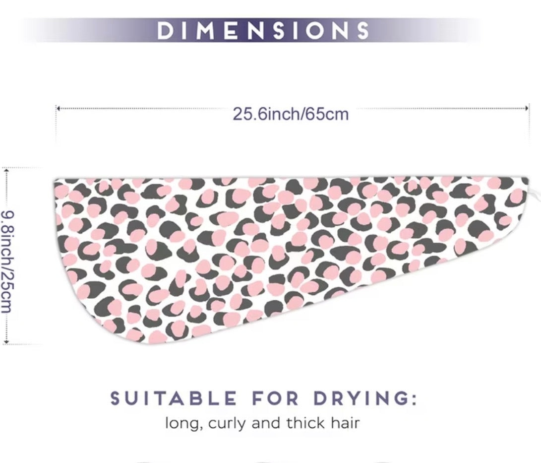 Pink leopard print hair towel