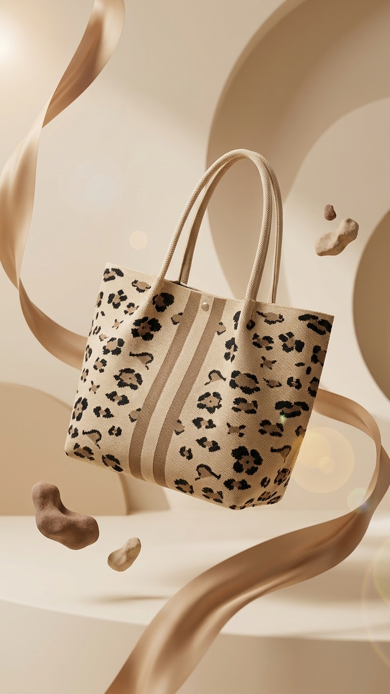 Vertical strip knit tote