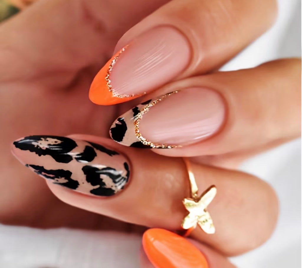 Nails - Orange Almond Shaped