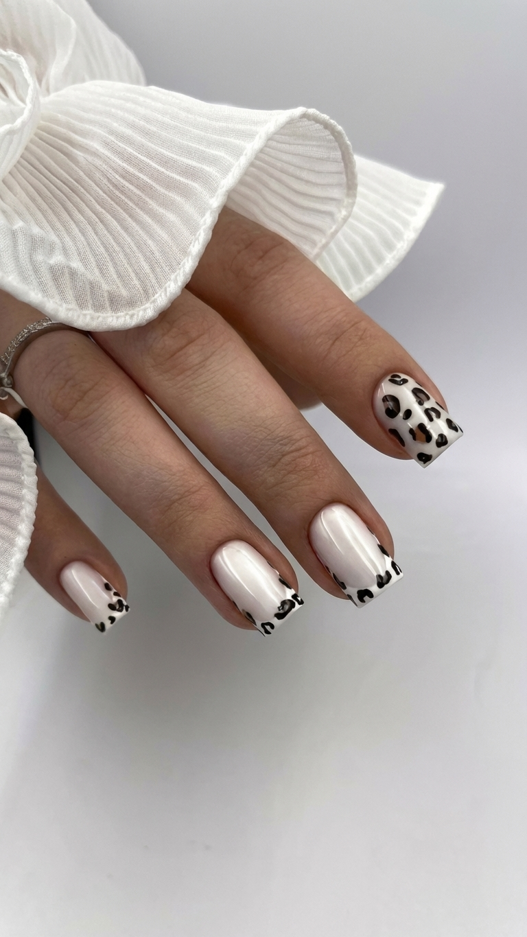 Press On Nails - white leopard