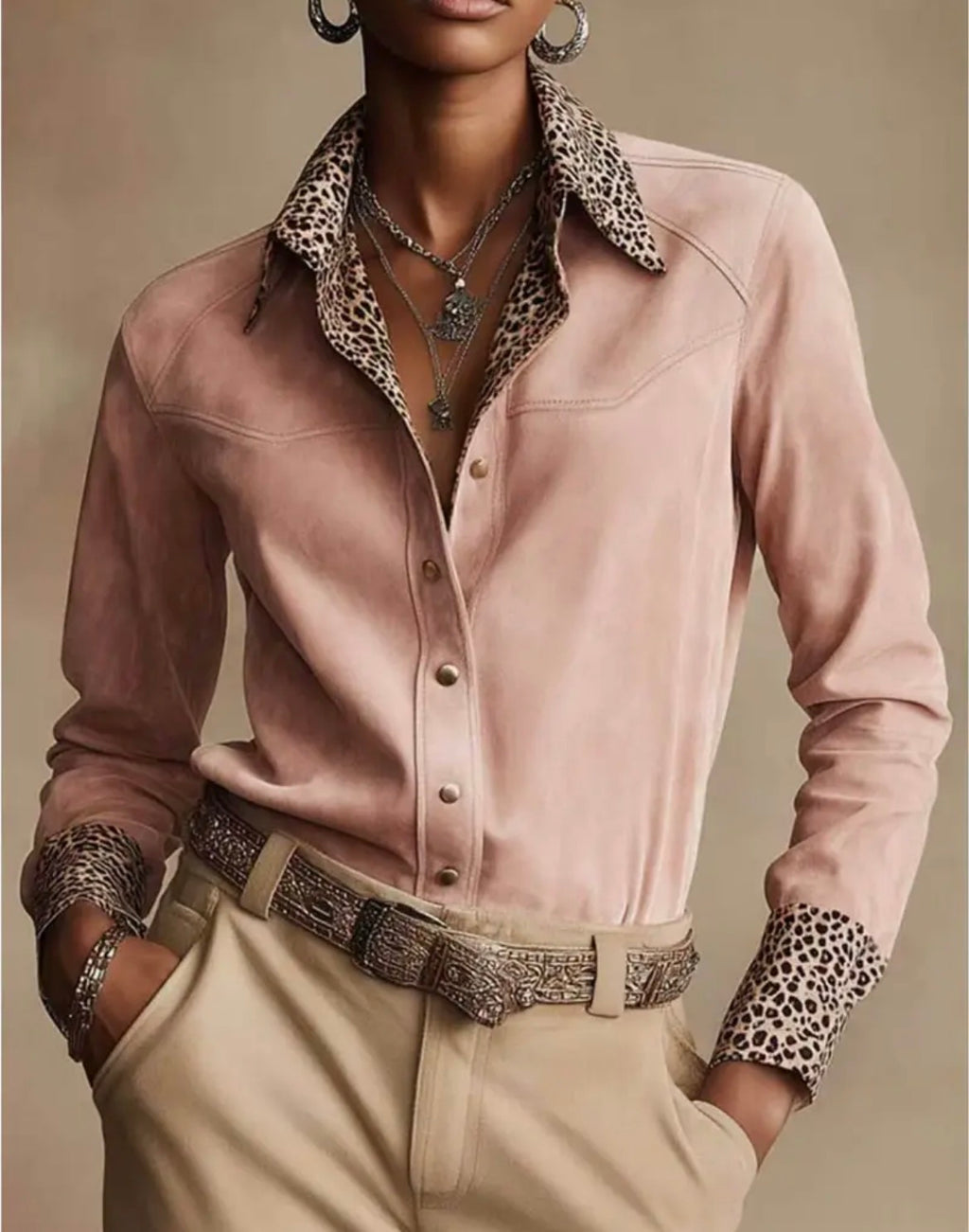 Pink faux suede blouse