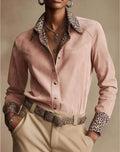 Pink faux suede blouse