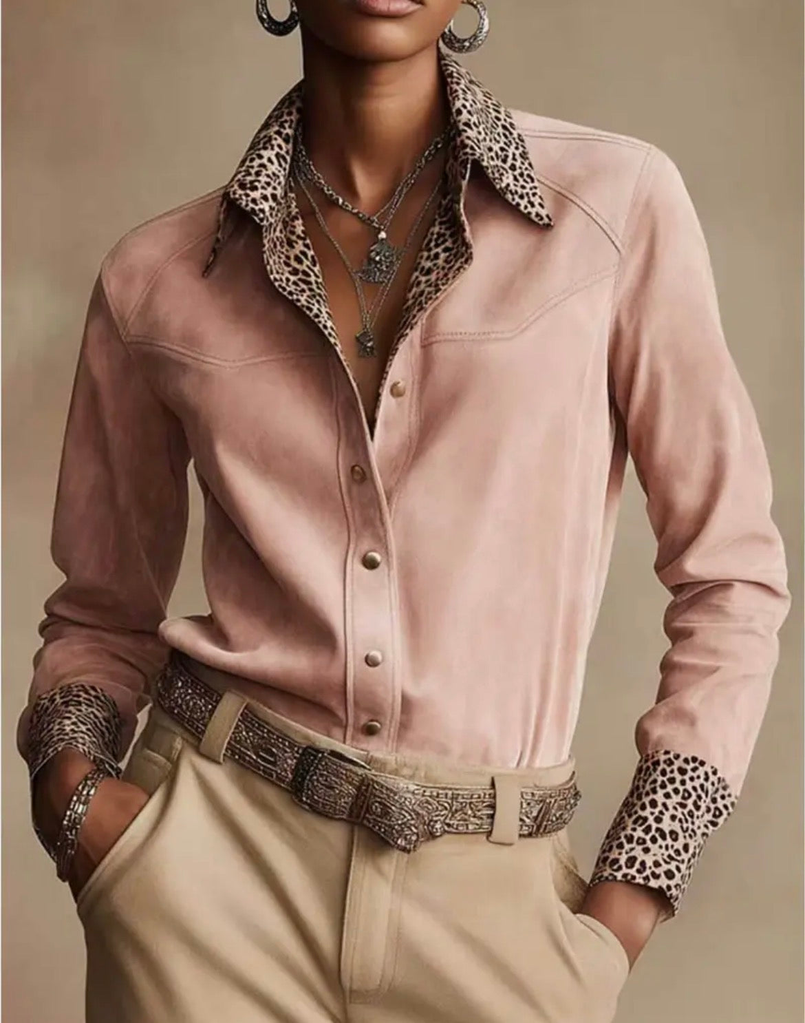 Pink faux suede blouse
