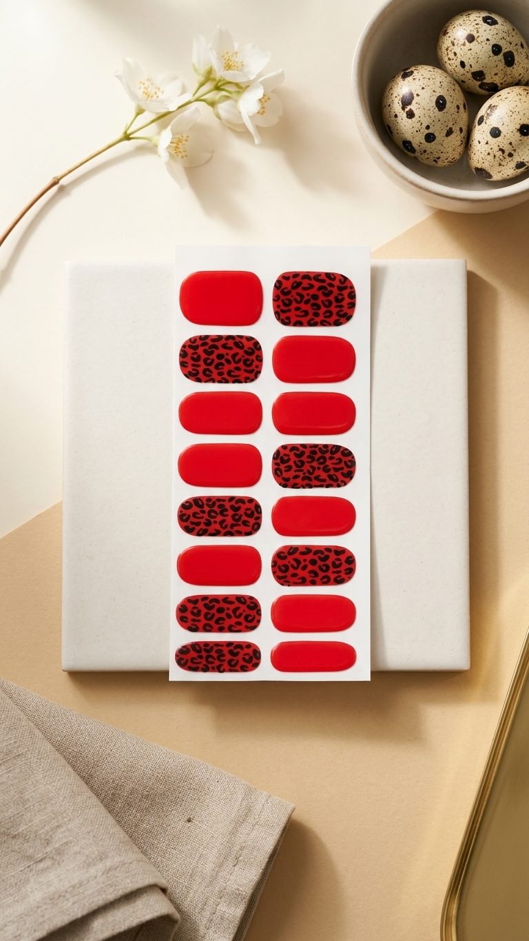 Nail stickers - red and animal