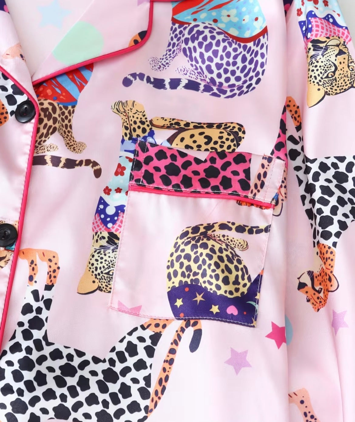 Kids pajamas - pink leopard (long)