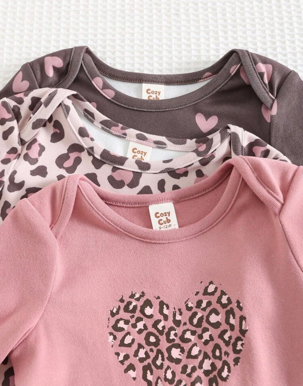 3pc Baby bodysuit set. - pink/brown