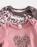 3pc Baby bodysuit set. - pink/brown