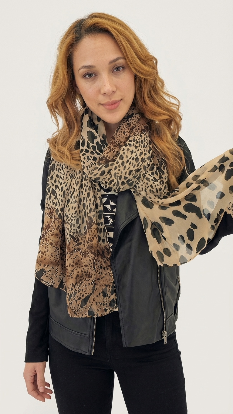 Thin Scarf - brown mix