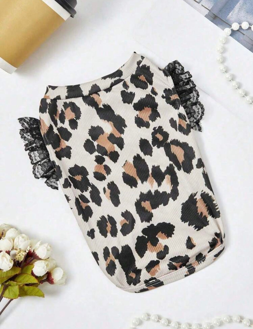 Lace sleeveless dog tshirt
