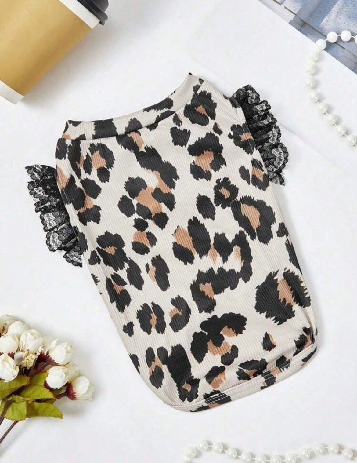 Lace sleeveless dog tshirt